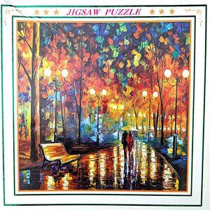 Jigsaw Puzzle Rainy Night Stroll 1000 piece EUC